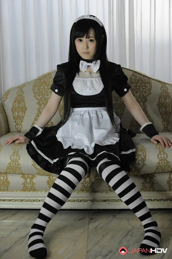 Cute Japanese maid Machiko Ono stretches out her tight slit during solo action  - Asian, Japanese, Maid, Spreading, Socks, Pussy, Shaved, Beautiful, Clothed, Brunette  - Photo 3