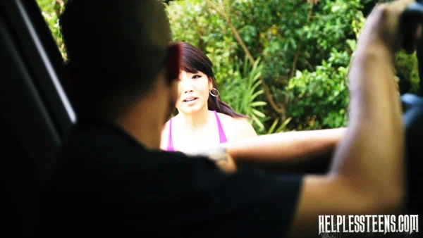 Asian teen Miko Dai gets tied up and fucked hard after hitching a ride  - Chinese, Asian, Teen, Outdoor, Fetish, Clothed, Skinny, Brunette, Hardcore, Big Cock  - Photo 2