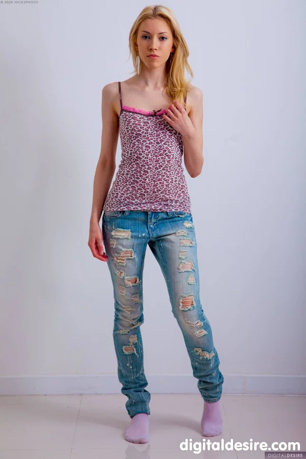 Digital Desire performed by Erica Hot Porn  - Socks, Jeans, Masturbation, Model, Tiny Tits, Undressing, Glamour, Skinny, Pussy, Blonde  - Photo 1