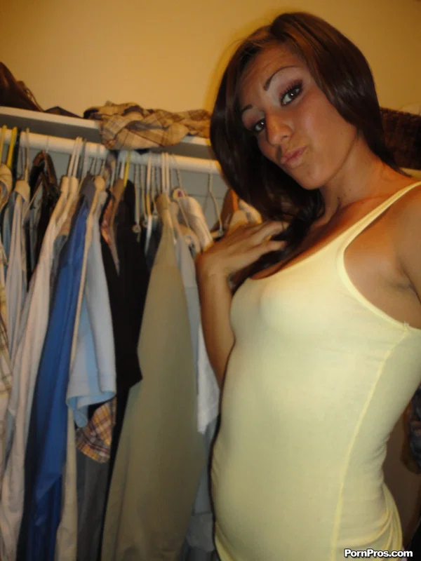 Sexy brunette Rilynn shows off her perfect tits & tan lines in bedroom strip  - Cheating, Teen, Cute, Big Tits, Glasses, Non Nude, Pussy  - Photo 12