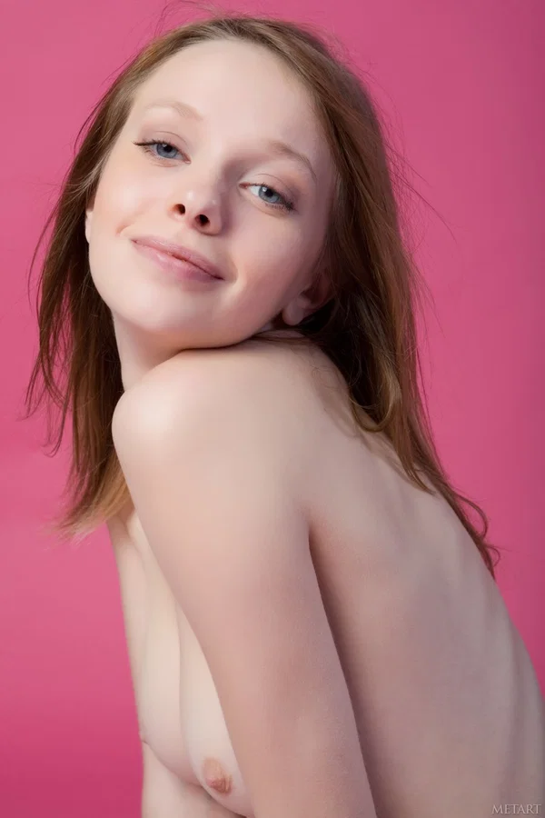 Pretty eyed teen Kylie A teases with her slim figure in pink stockings  - Petite, Face, Skinny, Cute, Teen, Sexy, Model, Solo, Brunette, Beautiful  - Photo 18