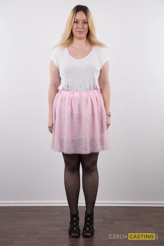 Chubby amateur Veronika stands totally naked after removing her clothes  - Czech, Casting, BBW, Curvy, Chubby, Amateur, Face, Thick, Lingerie, European  - Photo 2
