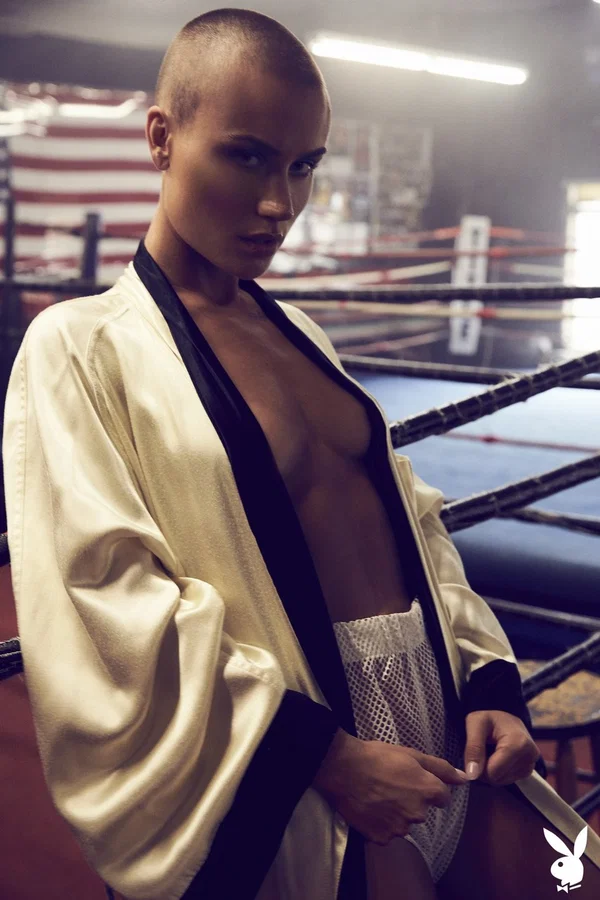 Athletic woman Vendela models semi-nude in boxing attire with a sweat on  - Sports, Piercing, Centerfold, Nipples, Babe, Tiny Tits, Ass, Beautiful, Solo, Boots  - Photo 12
