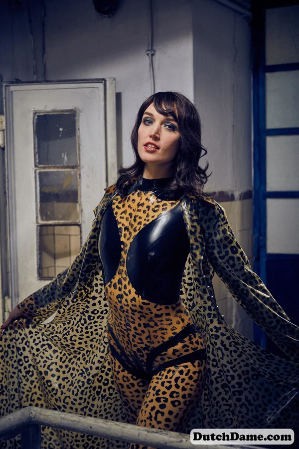 Solo model strikes hot poses in full body leopard print costume  - Cosplay, Latex, Fetish, Spreading, Beautiful, Boots, Solo, Babe, High Heels, Brunette  - Photo 7