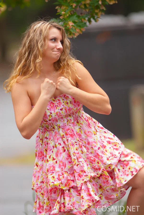 Chubby beauty Roxie lifts her summer dress to flash naked upskirt outdoors  - Clothed, Outdoor, Skirt, Nipples, Upskirt, Big Tits, Beautiful, Ass, Babe, Solo  - Photo 8