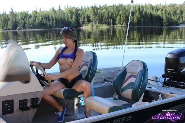 Young girl Andi Land unveils her small tits and pussy while on a boat  - Amateur, Shorts, Cute, Outdoor, Undressing, Natural Tits, Pigtails, Skinny, Tiny Tits, Teen  - Photo 7