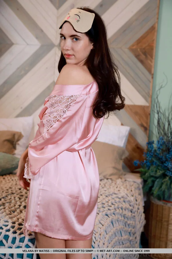 Beautiful teen Velana casts off a satin robe to model in the nude  - Teen, Close Up, Ass, PAWG, Panties, Spreading, Big Tits, Solo, Pussy, Babe  - Photo 3