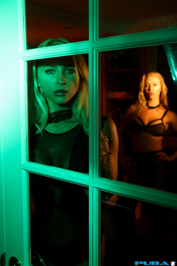 Blonde American pornstars Nicole Aniston and Alix Lynx scissor in the dark  - Boots, Tribbing, Lesbian, Stockings, Blonde, Pornstar, High Heels, Big Tits, Ass, Nipples  - Photo 9