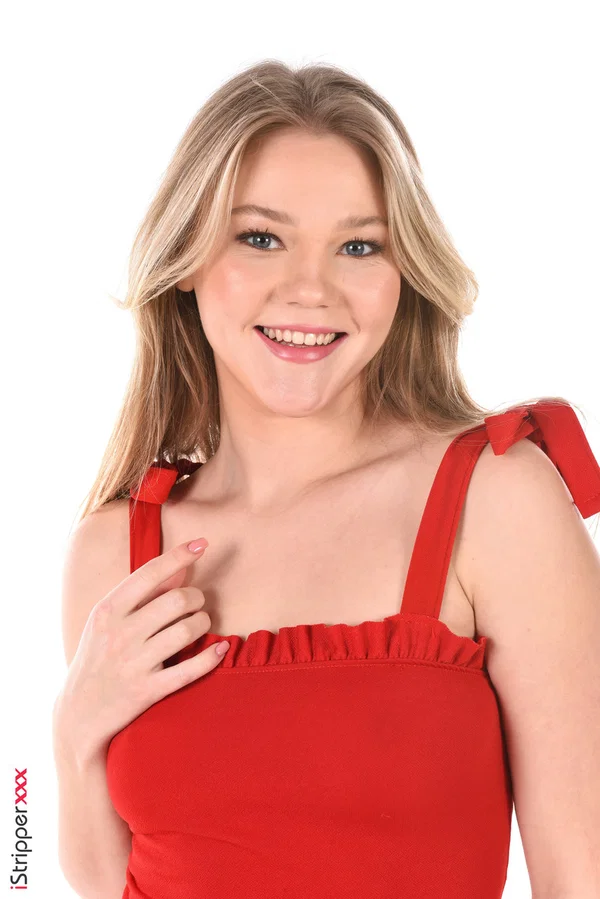 Gorgeous blonde Valeria Mint doffs a red dress before a finger fuck  - Big Tits, Clothed, Face, Upskirt, Ass, Beautiful, Panties, Fingering, Close Up, High Heels  - Photo 2