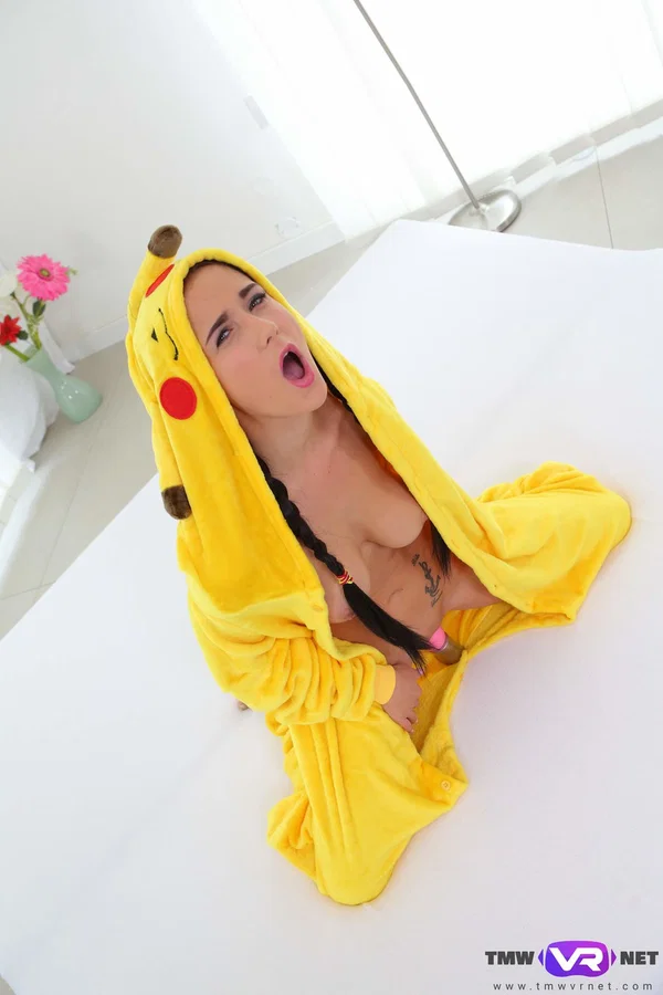 Sweet teen in Pikachu costume Nicole Love flaunts her boobs and toys herself  - Teen, Natural Tits, Dildo, Ass, Pigtails, Masturbation, Big Tits, European, Tattoo, Beautiful  - Photo 19
