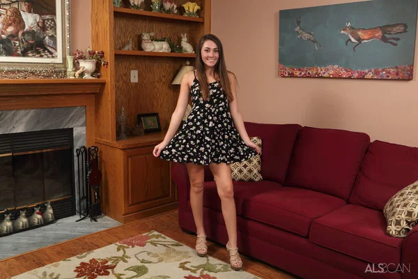 Leggy teen Mackenzie Mace fist fucks her pussy while 2 guys look on  - Pussy, Spreading, Shaved, Legs, Skirt, High Heels, Amateur, Teen, Masturbation, Reality  - Photo 2