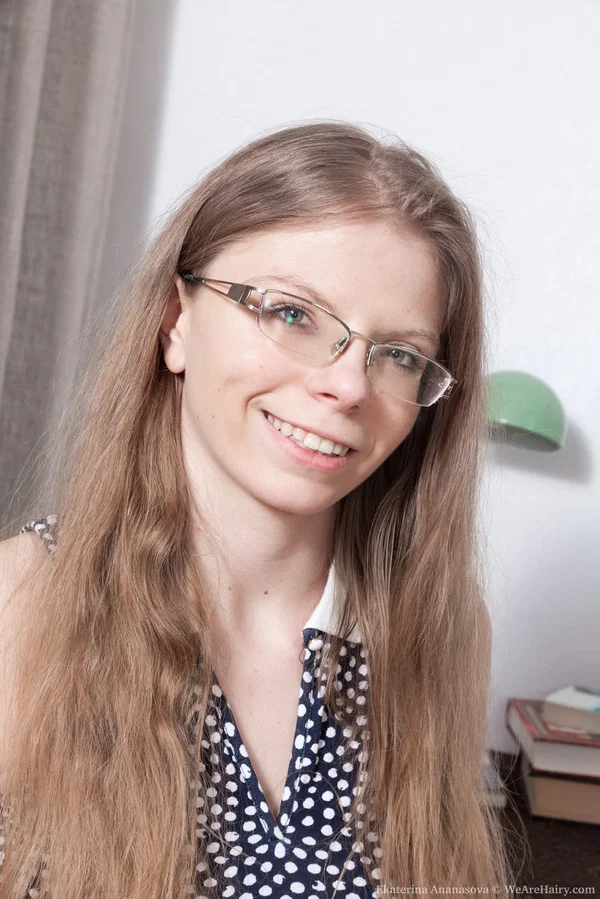 Glasses clad Ekaterina Ananasova bares her nice tits & fingers her hairy muff  - Glasses, Amateur, Hairy, Babe, Fingering, Pussy, Face, Close Up, Spreading, Beautiful  - Photo 1
