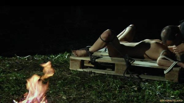 Blonde female sub tied up at campground for nasty evening outdoor BDSM  - MILF, Bondage, BDSM, Blonde, Outdoor, Non Nude  - Photo 11