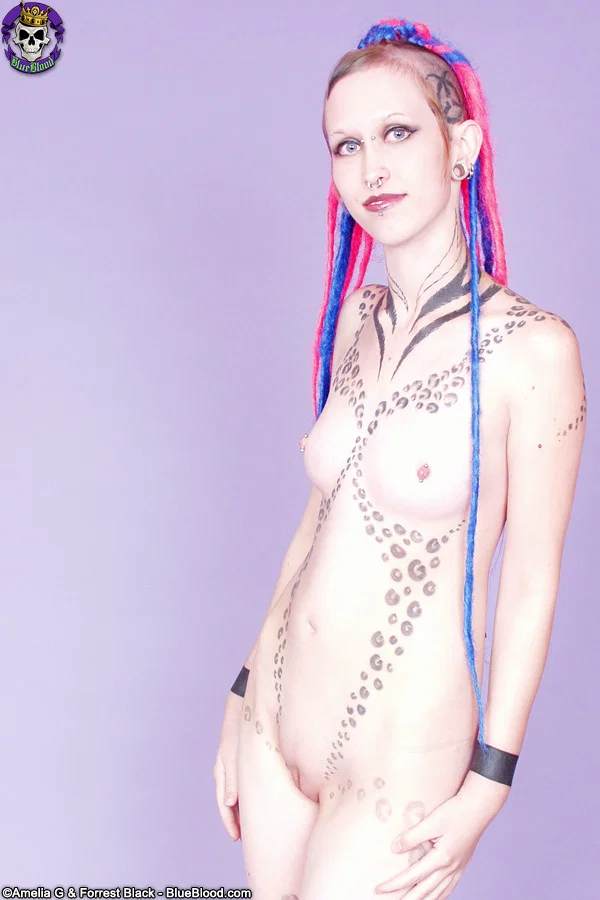 Tattooed girl Jax sticks her tongue out after stripping to her goth boots  - Tattoo, Fetish, Redhead, Piercing, Babe, Shaved, Boots, Tiny Tits, Beautiful, Solo  - Photo 14