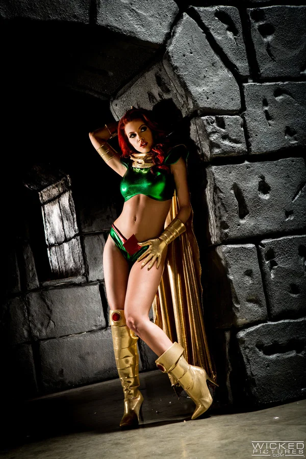 Redheaded pornstar in a hero costume Britney Amber gives an amazing blowjob  - Cosplay, MILF, Big Tits, Pornstar, Redhead, Shorts, Big Cock, Kissing, High Heels, Blowjob  - Photo 2