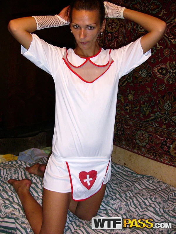 Amateur chick Dasi West poses non nude in a naughty nurse outfit on a bed  - Homemade, Skinny, Non Nude, Amateur, Shorts, Babe, Brunette, Beautiful, Solo  - Photo 16