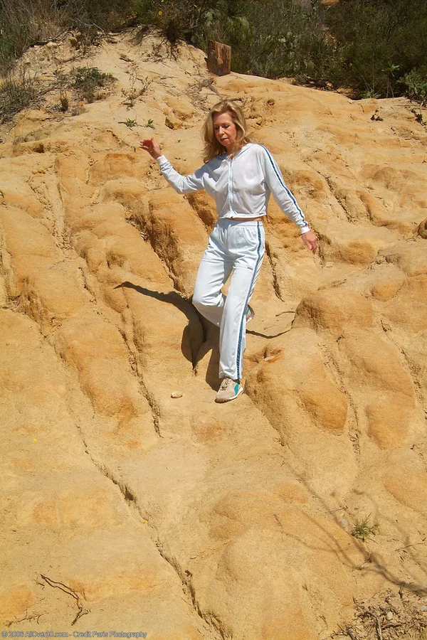 Mature hottie Marie-Kelly strips & spreads her hairy twat while hiking  - Mature, Cougar, Amateur, Outdoor, MILF, Spreading, Blonde, Hairy, Natural Tits, Clothed  - Photo 4