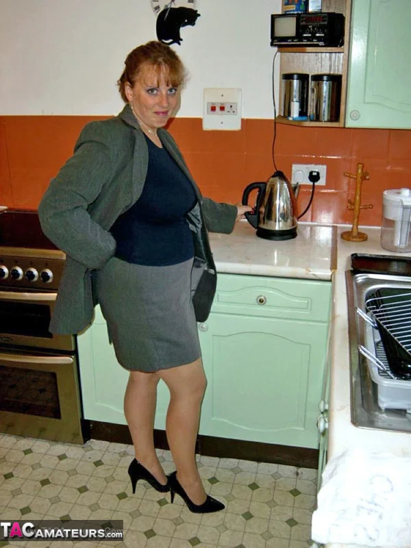 Older redhead BBW Curvy Claire bares her huge tits and big ass after a snack  - BBW, Mature, Amateur, Redhead, MILF, Stockings, Thick, Big Tits, British, Chubby  - Photo 2