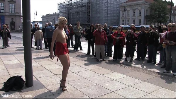 Curvy mom Kitty shamelessly posing buck naked for a crowd of people in public  - Hairy, Mom, BDSM, Public, Bondage, Blonde, Outdoor, Short Hair, Feet, White  - Photo 11