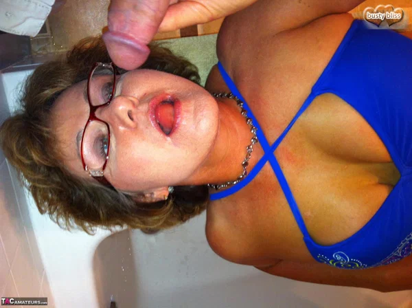Older lady Busty Bliss spreads her pussy lips before a POV blowjob  - Mature, Bikini, Curvy, Thick, Chubby, BBW, Big Tits, Short Hair, Natural Tits, Glasses  - Photo 18