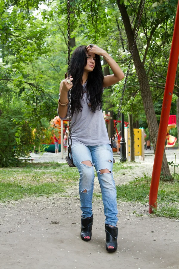 Teen amateur with long dark hair gets totally naked at a playground  - Amateur, Babe, Beautiful, Model, Sexy, Glamour, Solo, Teen, Cute  - Photo 19