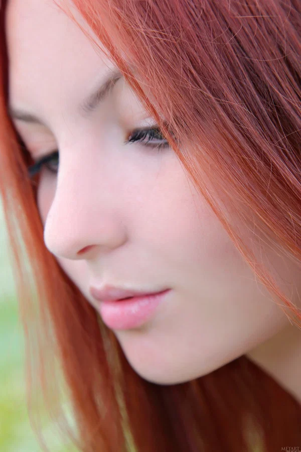 Amateur beauty Nalli A strips in a meadow & shows her tiny tits & hairy pussy  - Tall, Redhead, Model, Face, Hairy, Teen, Nipples, Undressing, Cute, Beautiful  - Photo 3