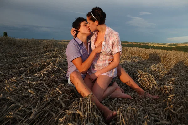 Young couple have sexual intercourse in the shade out in a farmer's field  - Outdoor, Doggy Style, Amateur, Teen, Hardcore, Reality, Kissing, Pussy Licking, Ass Fucking, Big Tits  - Photo 2