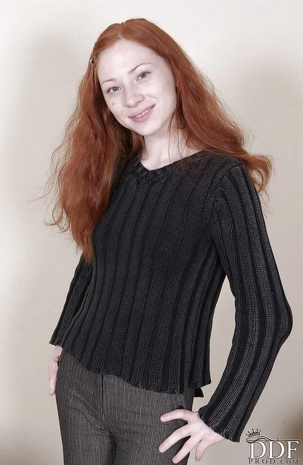 Skinny redhead teen with perky titties undressing and spreading her legs  - Pale, Skinny, Redhead, Teen, Russian, Babe, Tiny Tits, Nipples, Spreading, Face  - Photo 1