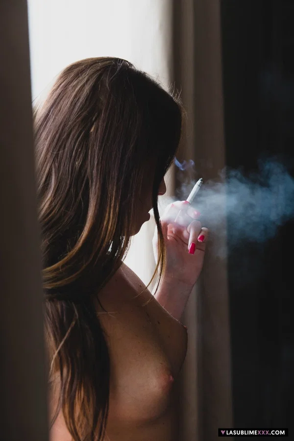 Spanish teen Nata Lee masturbates in her stockings after smoking a cigarette  - Smoking, Italian, Spanish, Beautiful, Teen, Brunette, Natural Tits, Latina, Erotic, Face  - Photo 6