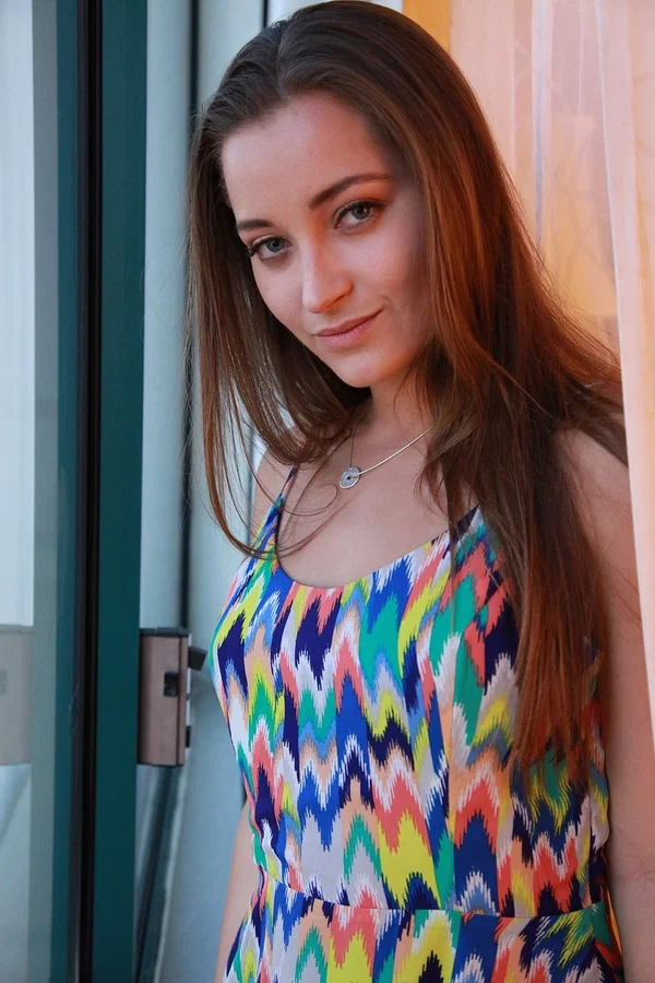 Dani Daniels takes off her colorful dress to show big ass and natural tits  - PAWG, Ass, Upskirt, Pussy, Brunette, Skirt, Natural Tits, Clothed, Spreading, Dress  - Photo 1