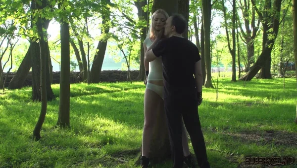 Petite teen Lolly Small gets spanked and toyed while rope bound in the woods  - Teen, Bondage, Outdoor, BDSM, Cute, Blonde, Non Nude  - Photo 1