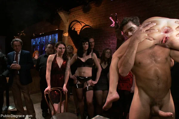 Sexy brunette gets gangbanged in front of her girlfriend and a roomful of people  - Orgy, BDSM, Femdom, Russian, Bondage, Lesbian, Pussy, Brunette, Blowjob, Spreading  - Photo 12