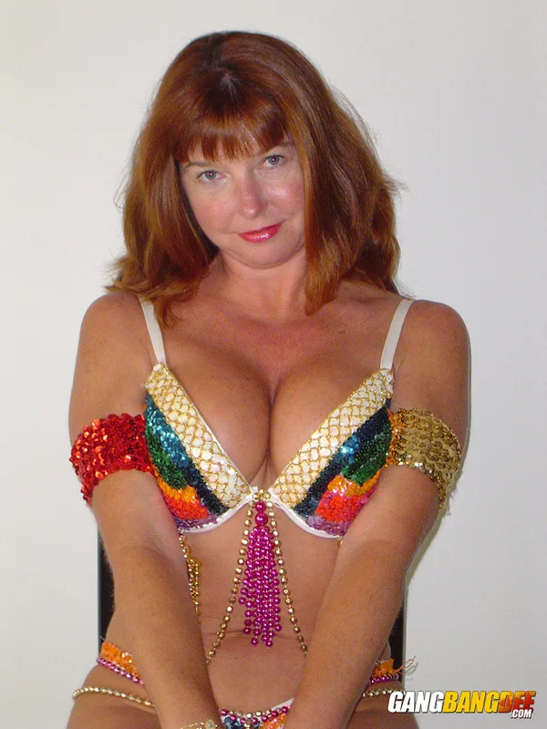 Hot mature Dee Delmar doffs her skimpy carnival costume to toy her twat  - Mature, Amateur, Big Tits, MILF, Redhead, High Heels, Bikini, Spreading, Pussy, Masturbation  - Photo 4