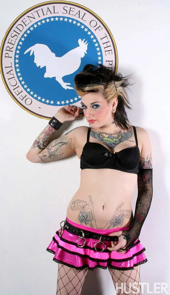 Tattooed alt model Kylee Kross shows what she has in fishnet stockings  - Tattoo, Pornstar, Panties, Legs, Nipples, Ass, Pussy, Skirt, Tiny Tits, Beautiful  - Photo 1