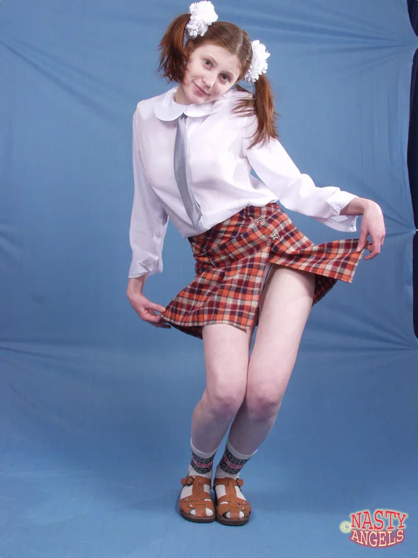 Pigtailed schoolgirl Dasha exposes her juicy big tits and sexy clitoris  - Schoolgirl, Teen, Hairy, Upskirt, Cute, Uniform, Spreading, Amateur, Tall, Pussy  - Photo 1