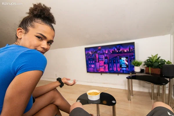 Sexy ebony teen Alina Ali pleasuring her trimmed pussy with white meat  - Ebony, Hairy, POV, African, Amateur, Cumshot, Blowjob, Big Tits, Ass Fucking, Hardcore  - Photo 1