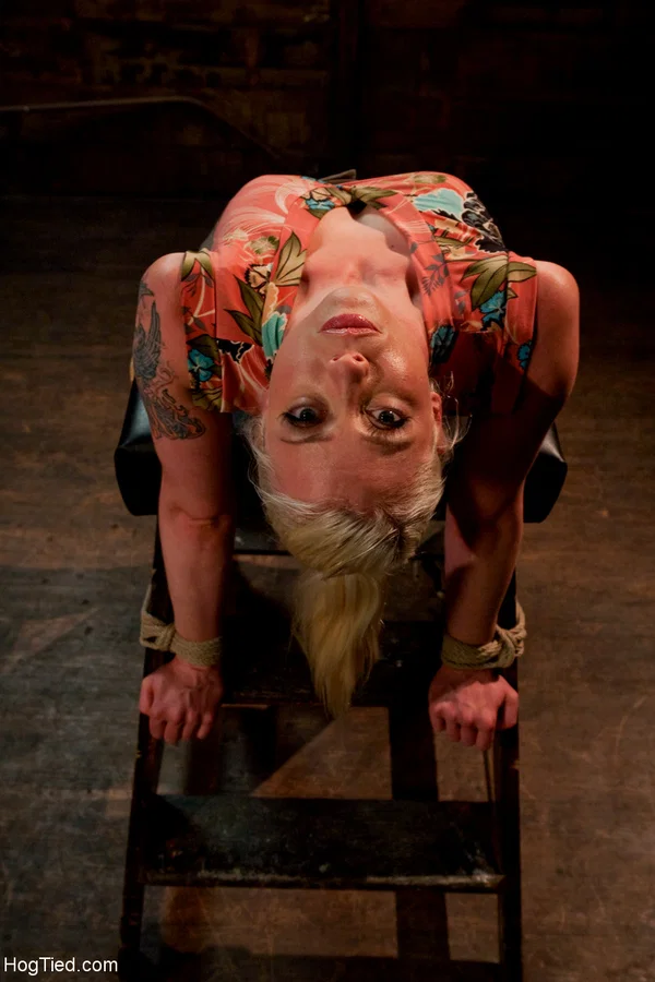 Blonde submissive Lorelei Lee is masturbated during intense nipple play  - BDSM, MILF, Bondage, Nipples, Fingering, Tattoo, Pussy, Blonde, Upskirt, High Heels  - Photo 3