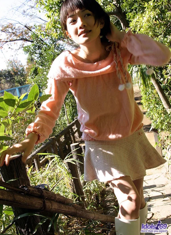 Cute Japanese girl Nana flashes her firm tits and cotton panties in the garden  - Japanese, Asian, Non Nude, Teen, Outdoor, Skirt, Panties, Babe, Upskirt, Boots  - Photo 5