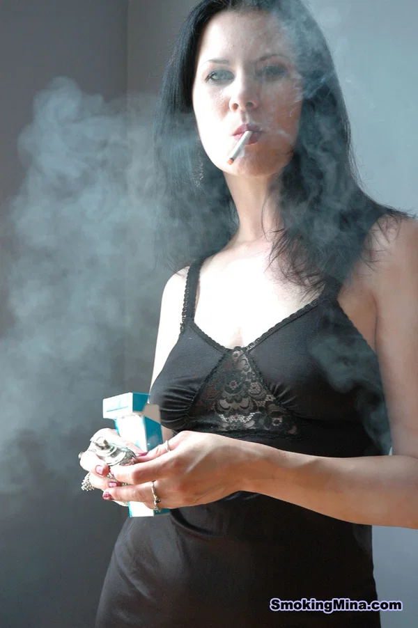 Brunette chick Mina smokes like a chimney while revealing her natural tits  - Smoking, MILF, Non Nude, Fetish, Skirt, Beautiful, Babe, Nipples, Tiny Tits, Brunette  - Photo 3