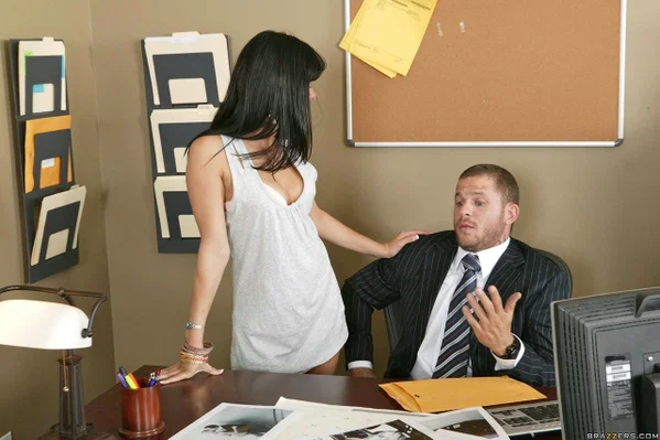 Stunning brunette Sadie West gives a blowjob and gets fucked on a table  - High Heels, Seduction, MILF, Cheating, Office, Ass Fucking, Hardcore, Reality, Dress, Blowjob  - Photo 6