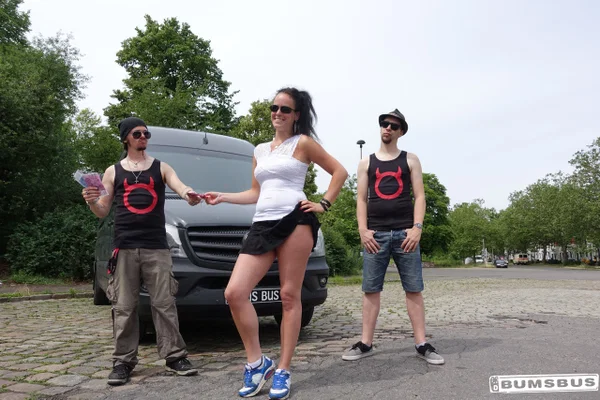 Naughty brunette from Germany Pearlin agrees to be banged in the bus  - Brunette, European, Outdoor, Blowjob, Spreading, Pussy  - Photo 16