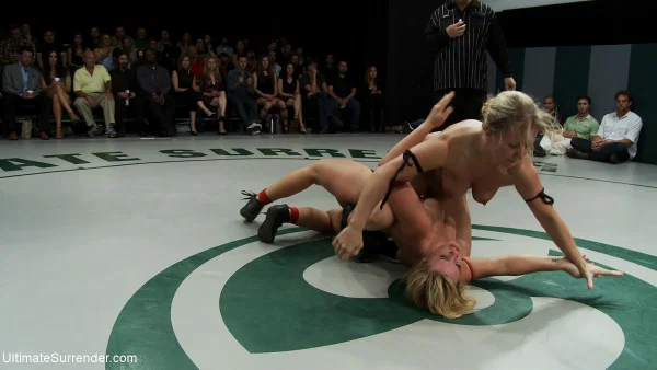 Naked girls participate in a wrestling match before posing naked on the mat  - Sports, MILF, Lesbian, BDSM, Bondage, Ass, Legs, Nipples, PAWG, Tattoo  - Photo 1