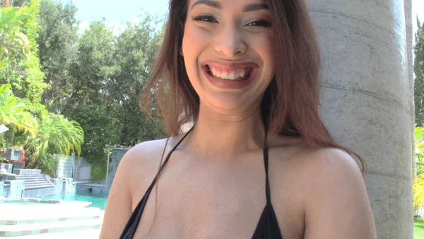Young white girl Harley Jade purses her lips for a facial cumshot  - Interracial, Teen, Cute, Bikini, Blonde, Outdoor, Non Nude, Blowjob, Cowgirl, African  - Photo 17