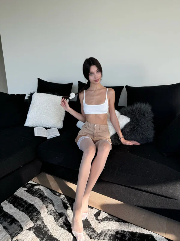 Young girl with long hair Oryna Virgin models for non-nude action  - Tall, Selfie, Skirt, Stockings, Outdoor, Non Nude, Panties, Feet, Legs, Brunette  - Photo 2