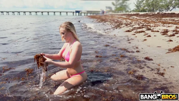 Stunner in pink bikini Bailey Brooke gets fucked on the public beach  - Beach, Handjob, Teen, Outdoor, Petite, Bikini, Ass, Wet, Cowgirl, Pornstar  - Photo 4