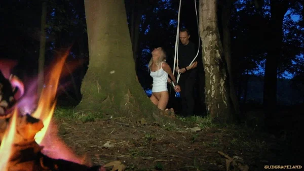 Blonde female sub tied up at campground for nasty evening outdoor BDSM  - MILF, Bondage, BDSM, Blonde, Outdoor, Non Nude  - Photo 6
