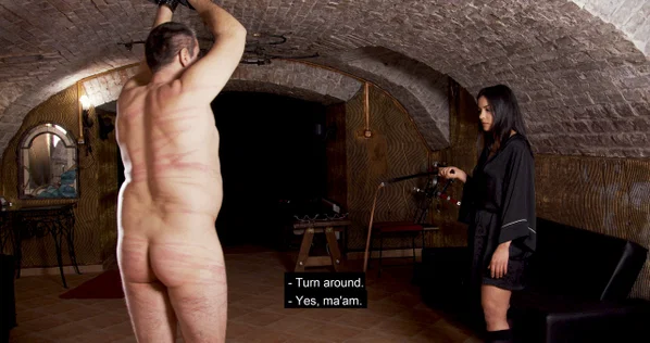Cruel femdom strips to her lingerie as she disciplines her slave  - Femdom, BDSM, Bondage  - Photo 12