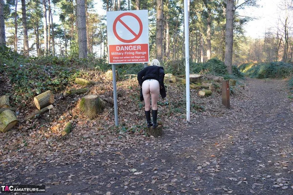 Older woman Barby Slut flashes while out and about in the British Isles  - Boots, Amateur, MILF, Big Tits, Natural Tits, Glasses, Outdoor, Public, Clothed, Spreading  - Photo 19