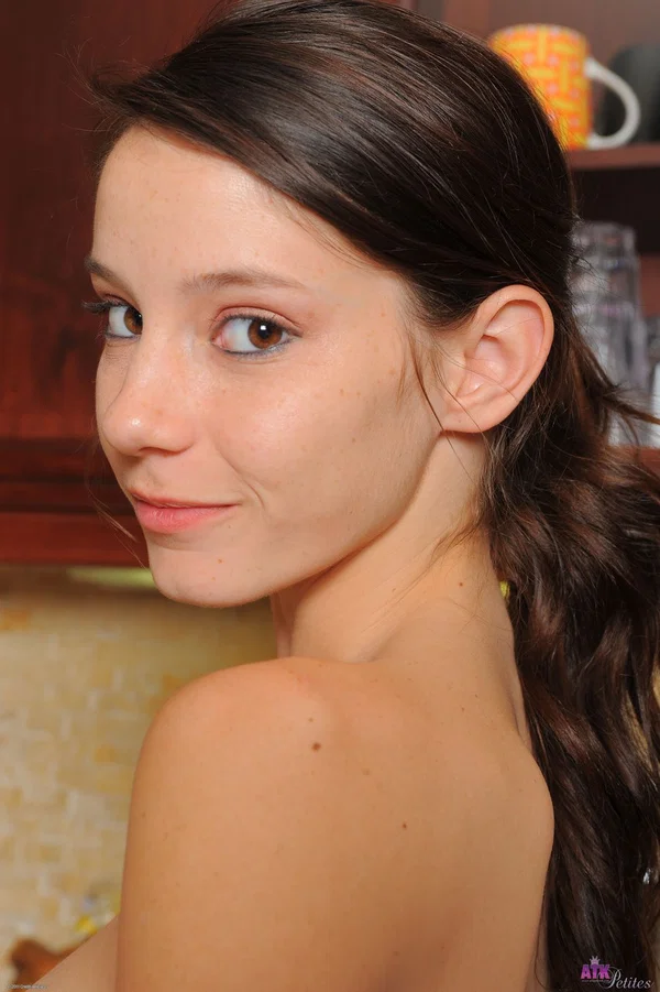 Horny brunette babe Rilee Marks rubs her pink twat & shows her big ass  - Face, Petite, Amateur, Russian, Pale, Teen, Natural Tits, Shaved, Kitchen, Upskirt  - Photo 19