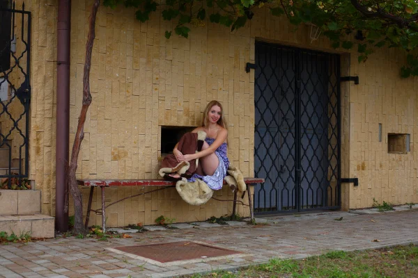 Young girl with long blonde hair partakes in BBG sex on a blanket  - Threesome, Kissing, Blowjob, Pussy Licking, Cumshot, Doggy Style, Ass Fucking, Reality, Groupsex, Outdoor  - Photo 1